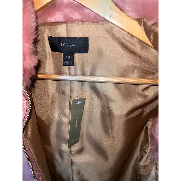 J.Crew Rose Pink Faux Fur Zip Vest NWT Petite XXS MSRP $128 - Picture 4 of 5